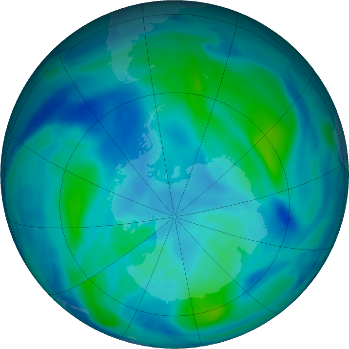 Antarctic ozone map for 20 March 2023